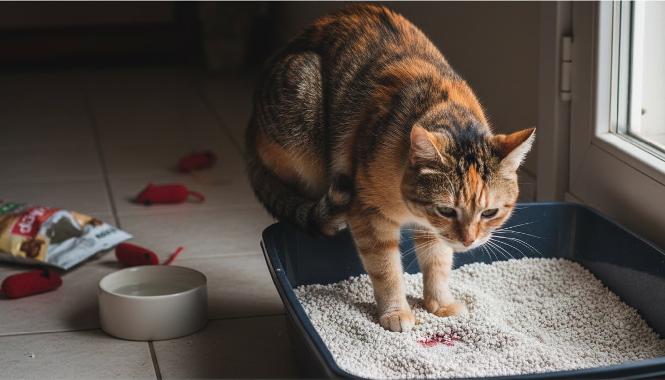 Infecção urinária em gatos machos: quando a dificuldade para urinar vira emergência? — Cálculos, cristais e o papel da hidratação